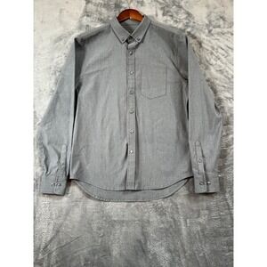 PROOF Huckberry Shirt Mens Size Med Gray Long Sleeve Button Down Stretch Preppy